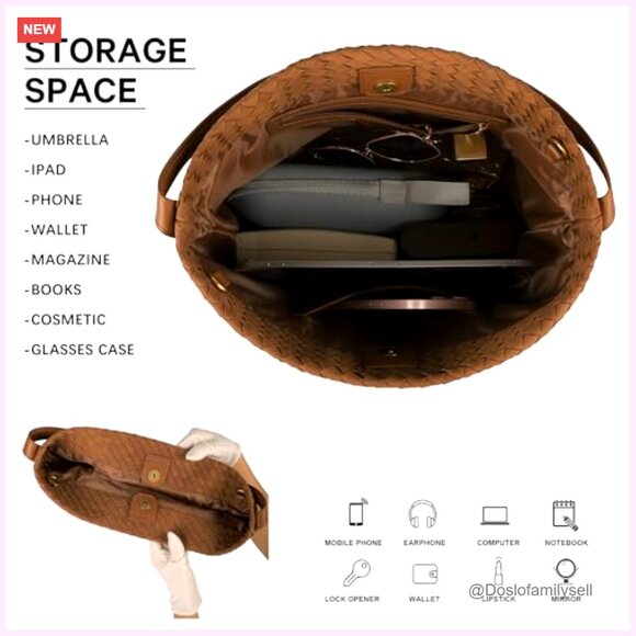 Suede Vegan Leather Hobo Tote Bag with Top Handle for Work Travel - Picture 5 of 7